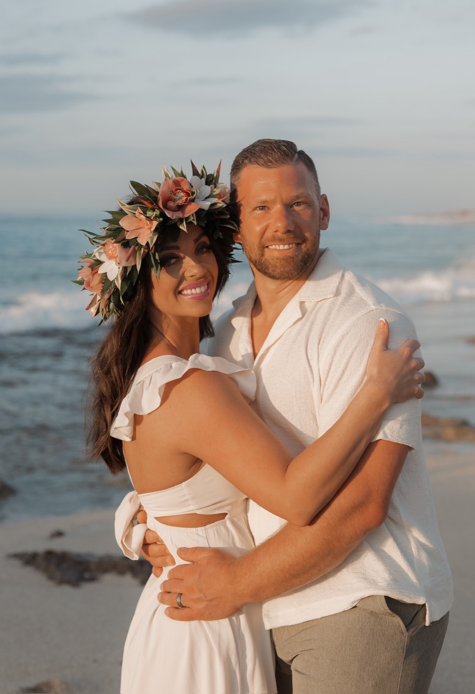 Josh Littauer and his wife Morgan on the beach